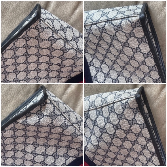 Rare Authentic Vintage Gucci Ophidia Web Monogram Canvas Black Leather Tote Bag - Picture 4 of 12